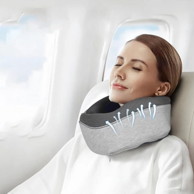  Travel Neck Pillow Non-Deformed Airplane Pillow Travel Neck Cushion Durable U-Shaped Travel Memory Cotton Nap Neck Pillow